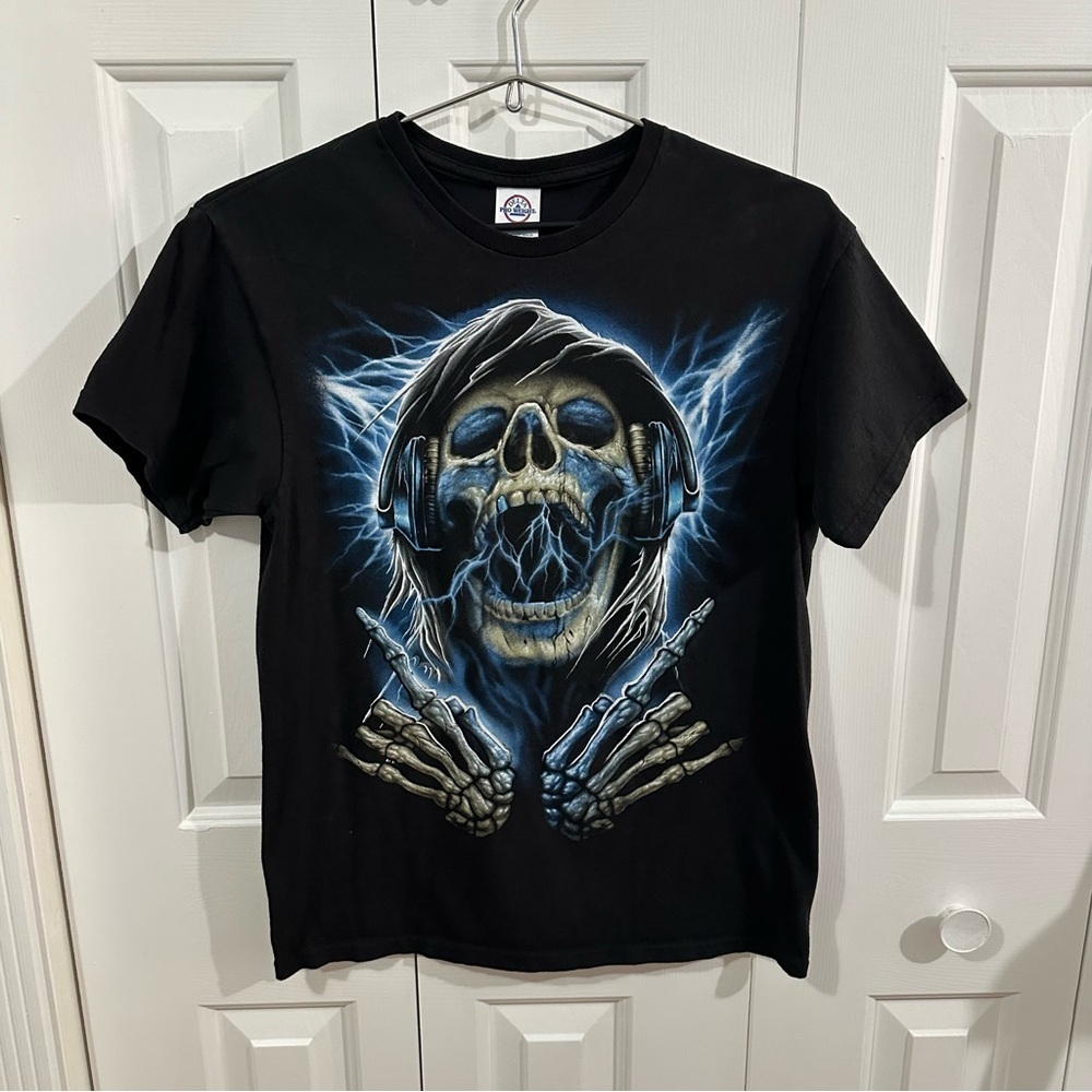 Y2K Skull Lightning Biker Shirt